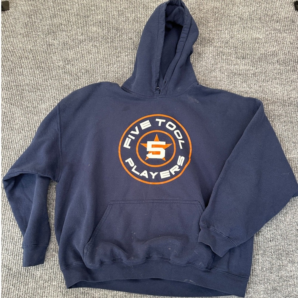 Gildan Five Tool Players‎ Hoodie 2XL Navy Blue Graphic Cotton Blend